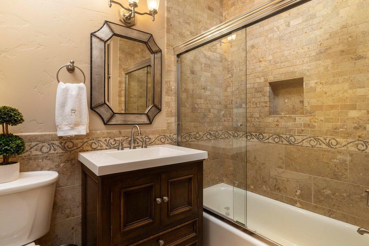 Bathroom, Glass Shower, Interior, Stone Walls
