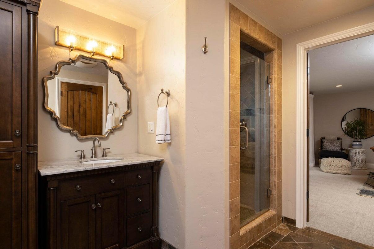 Bathroom, Glass Shower, Interior, Recessed Lighting