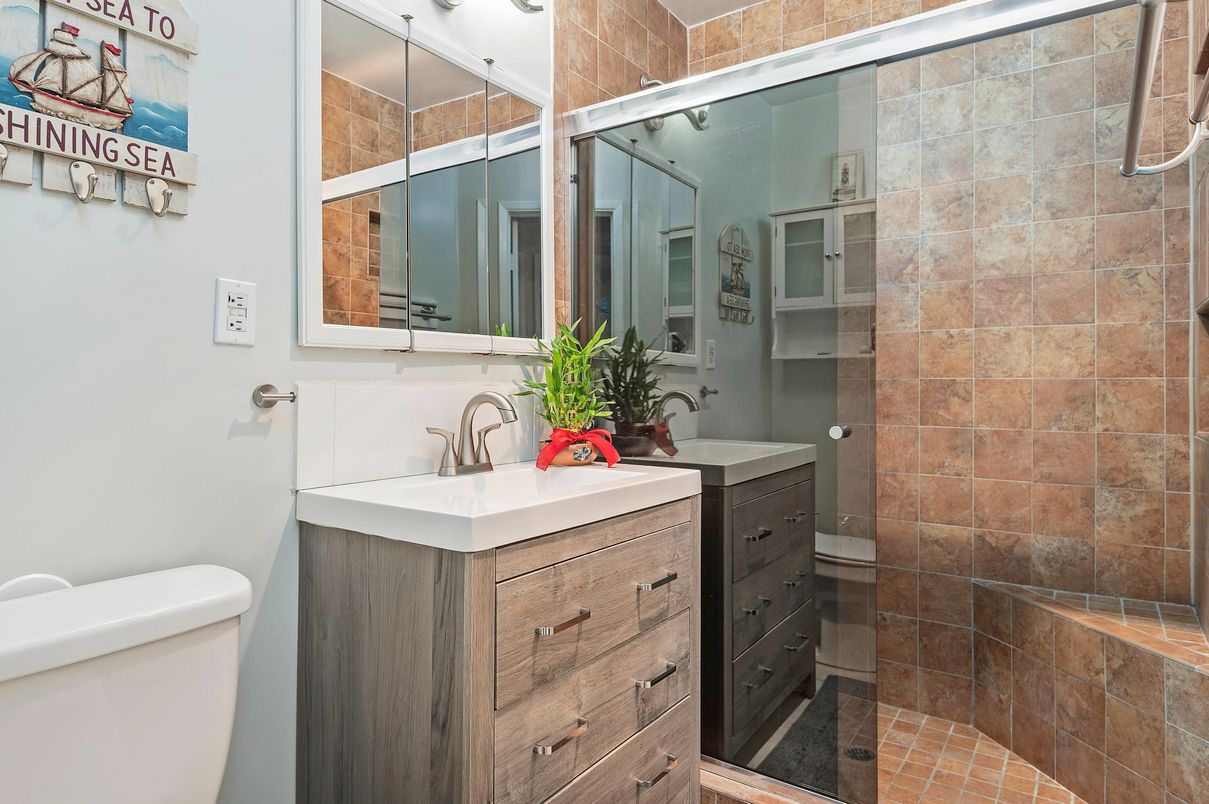 Bathroom, Glass Shower, Interior, Stone Walls