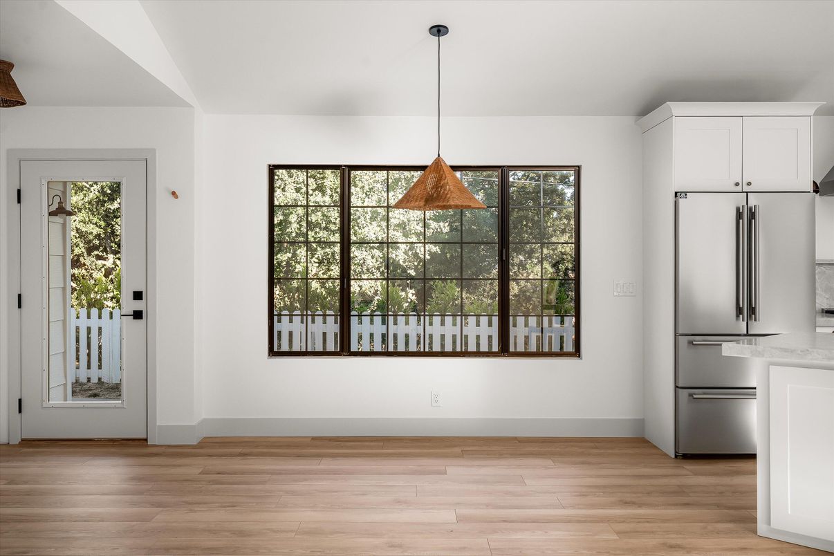 Interior, Kitchen, Pendant Lights, Wood Texture Flooring