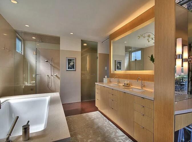 Bathroom, Dual Sink Vanities, Interior, Recessed Lighting
