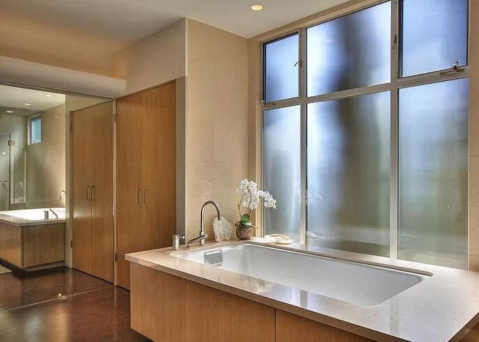 Bathroom, Glass Shower, Interior, Recessed Lighting
