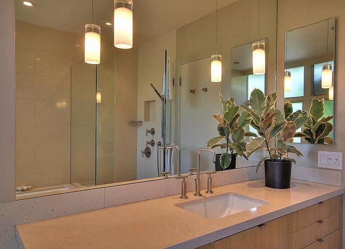 Bathroom, Glass Shower, Interior, Pendant Lights, Recessed Lighting