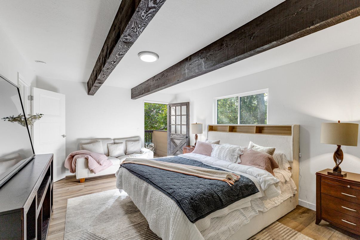 Bedroom, Interior, Wooden Beams, Wood Texture Flooring
