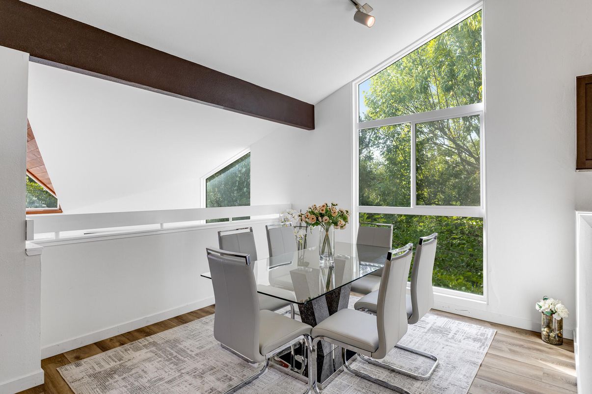 Dining room, Interior, Wooden Beams, Wood Texture Flooring