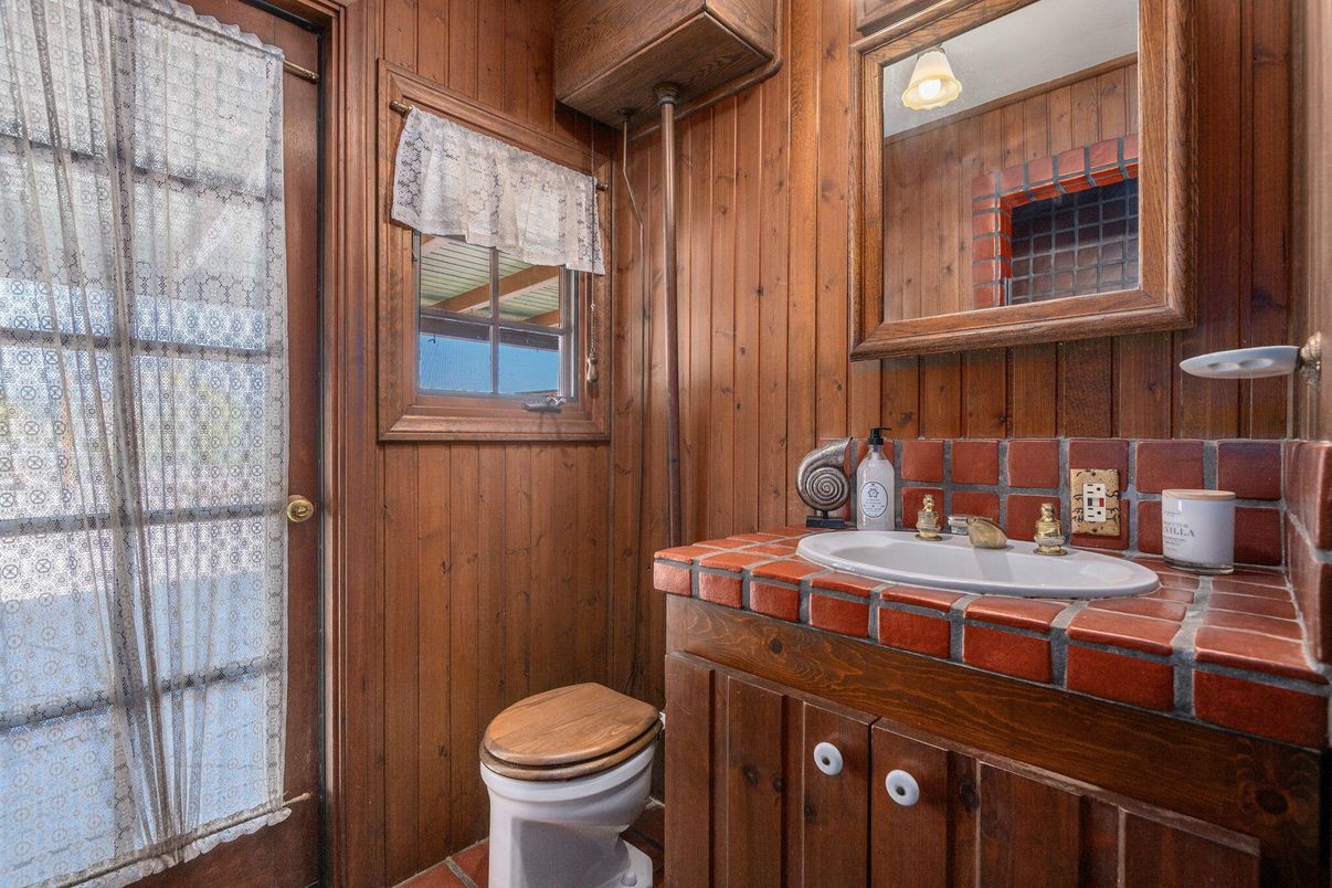 Bathroom, Interior, Tile Countertops, Wooden Walls