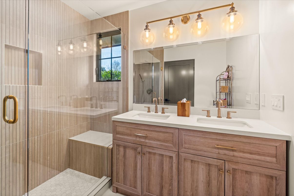 Bathroom, Dual Sink Vanities, Glass Shower, Interior