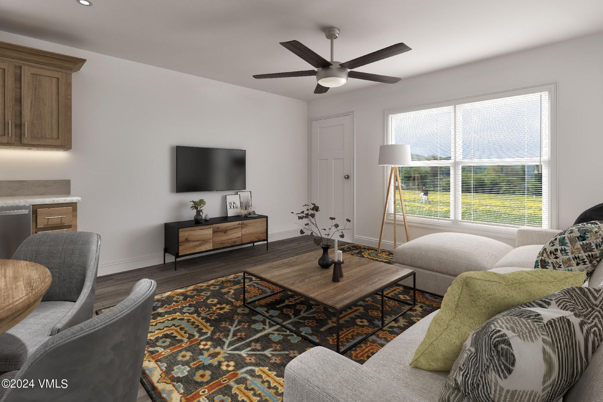 Interior, Living room, Recessed Lighting, Wood Texture Flooring