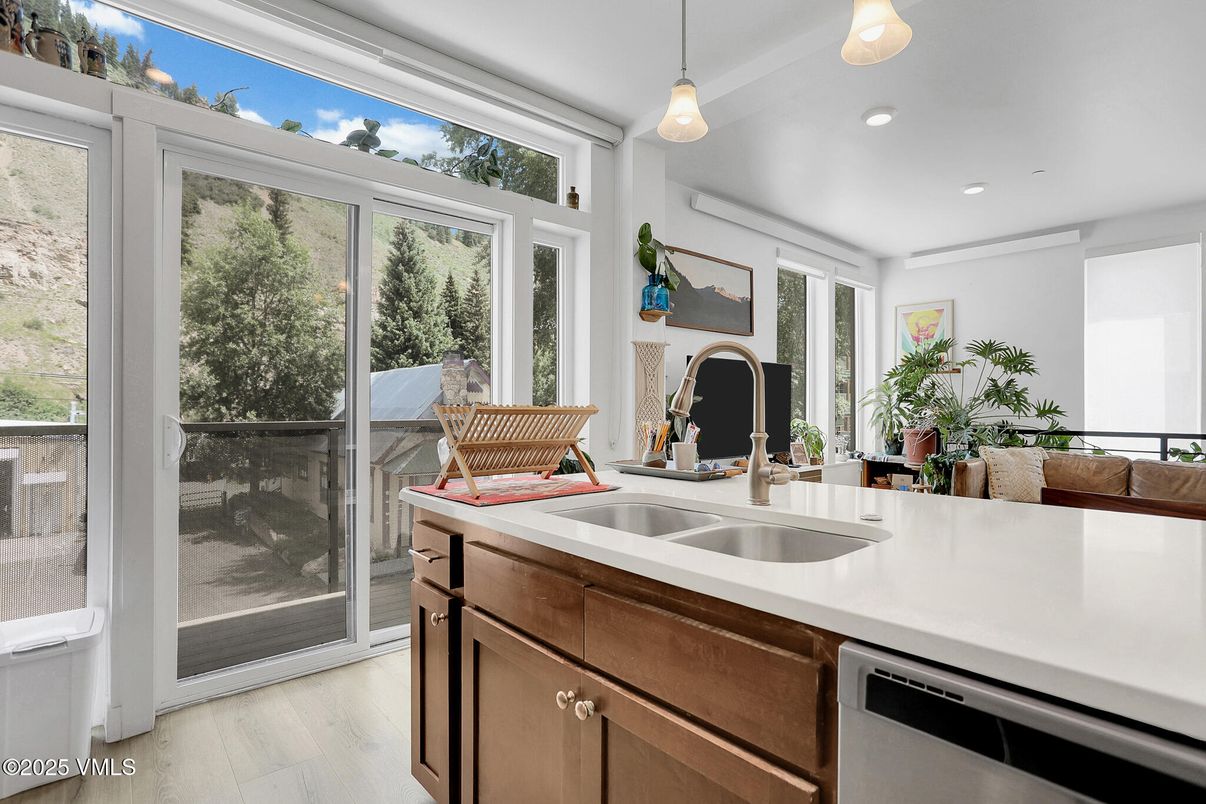 Interior, Kitchen, Pendant Lights, Recessed Lighting, Wood Texture Flooring