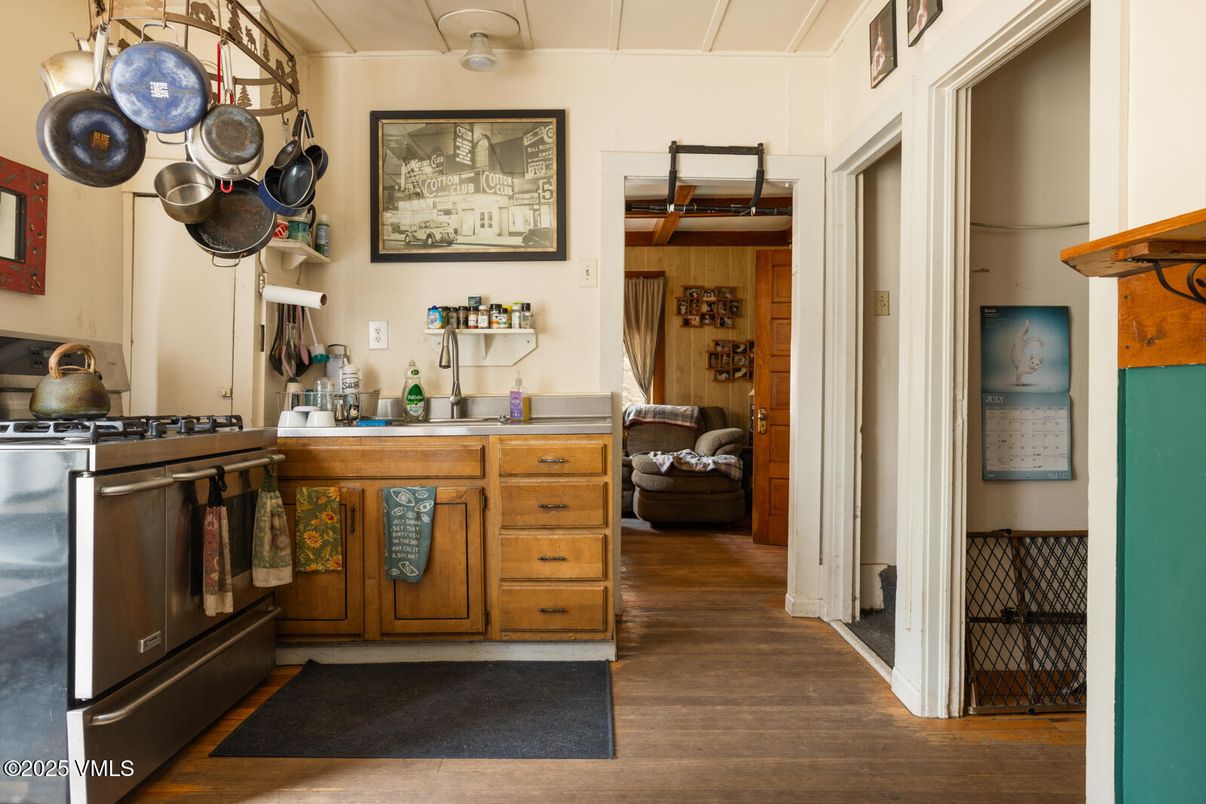 Interior, Kitchen, Stainless Steel Appliances, Wood Texture Flooring