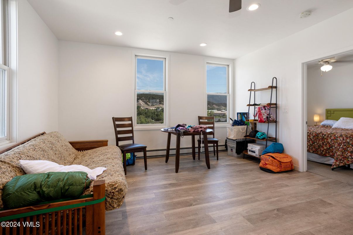 Bedroom, Home Office, Interior, Recessed Lighting, Wood Texture Flooring