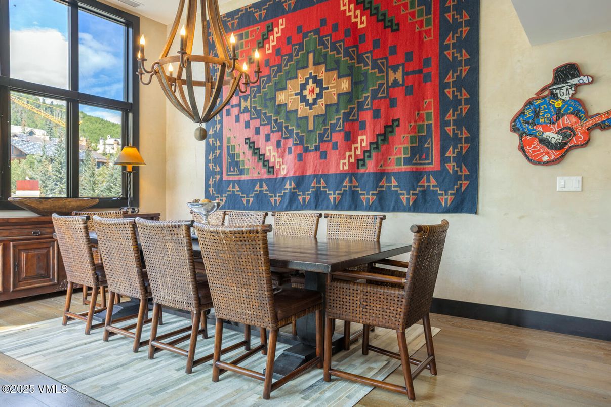 Chandelier, Dining room, Interior, Wood Texture Flooring