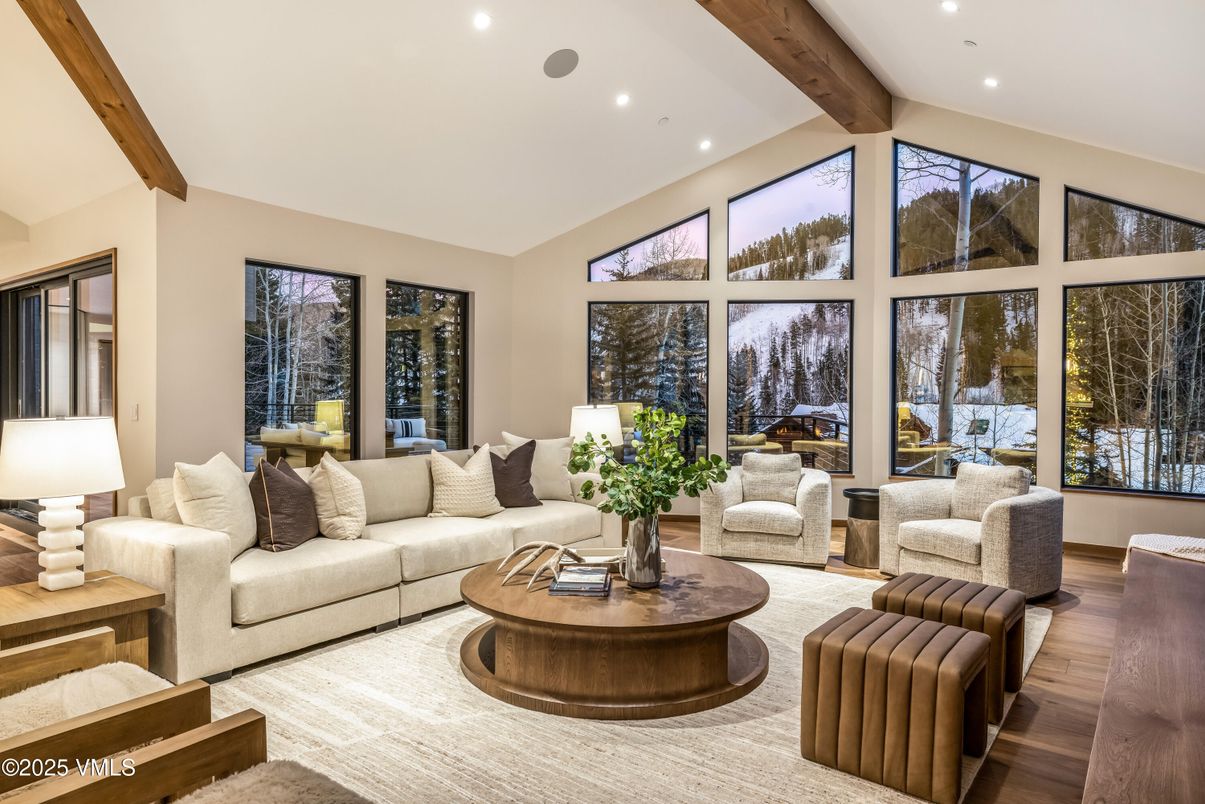 Interior, Living room, Recessed Lighting, Wooden Beams, Wood Texture Flooring