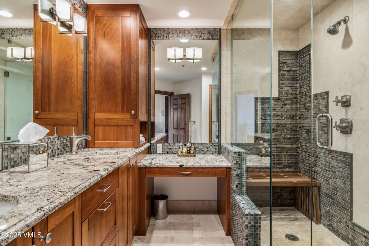Bathroom, Dual Sink Vanities, Glass Shower, Interior, Recessed Lighting