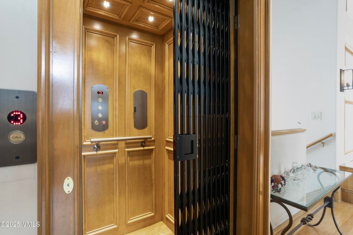 Elevator, Interior, Recessed Lighting, Wooden Walls