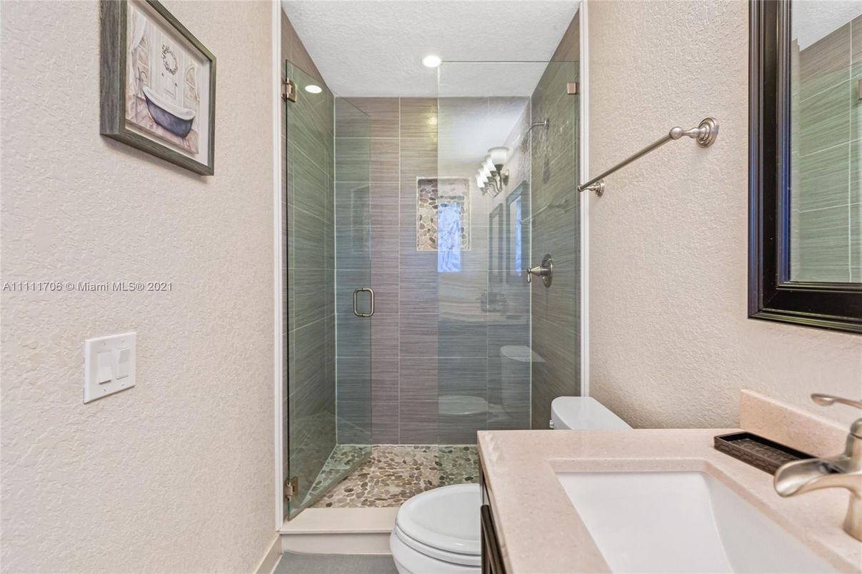 Bathroom, Glass Shower, Interior, Recessed Lighting
