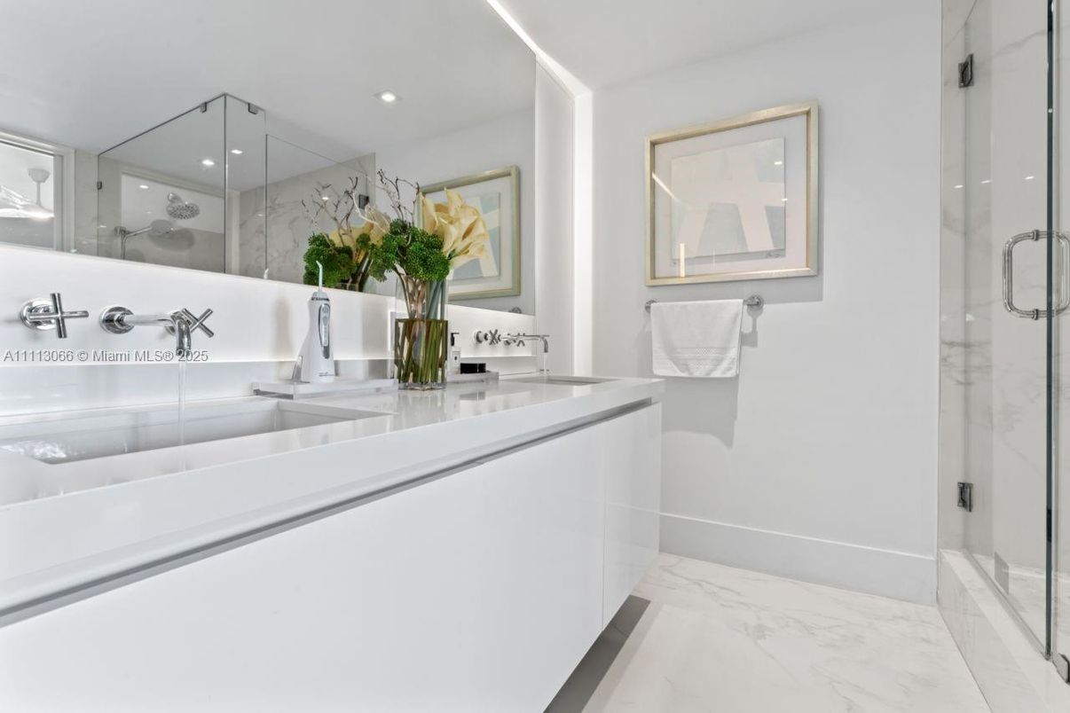 Bathroom, Glass Shower, Interior, Marble, Recessed Lighting