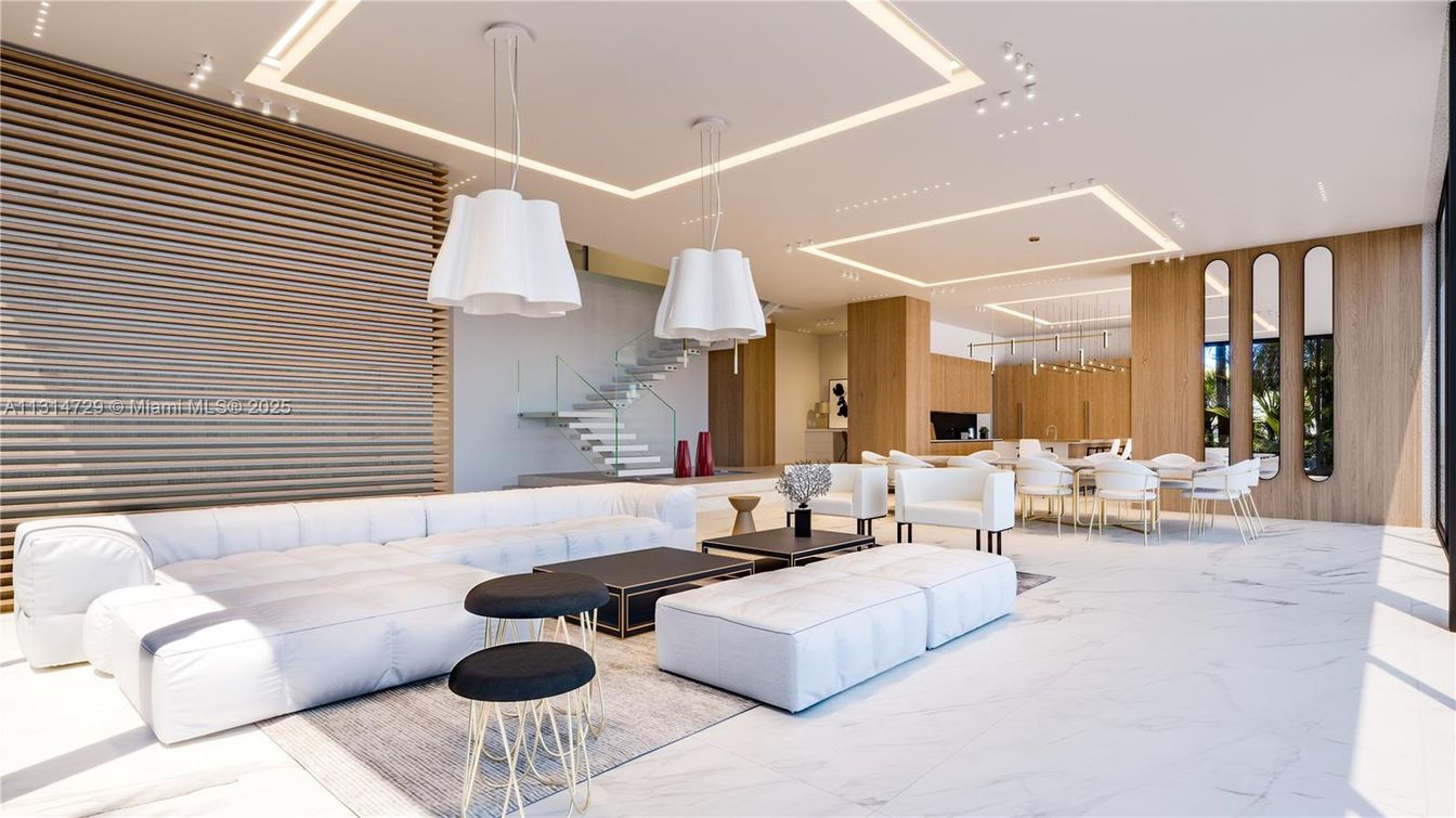 Dining room, Interior, Kitchen, Living room, Marble, Pendant Lights, Recessed Lighting