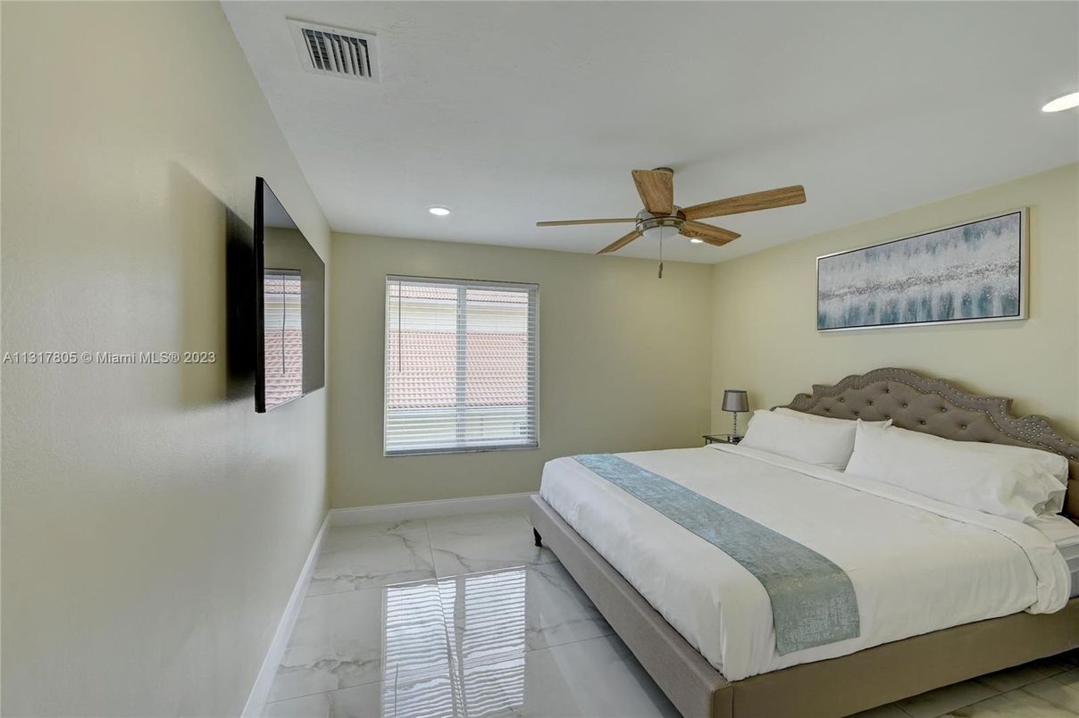 Bedroom, Interior, Marble, Recessed Lighting