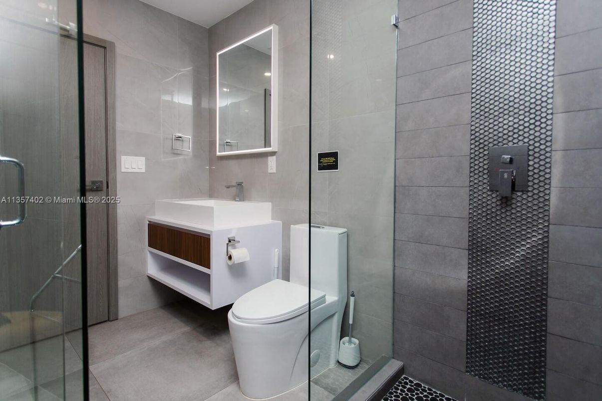 Bathroom, Glass Shower, Interior, Recessed Lighting
