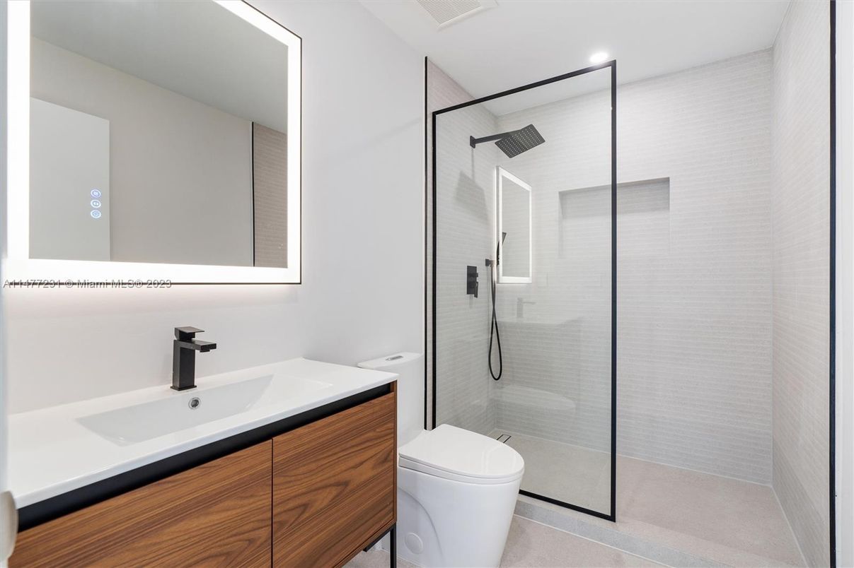 Bathroom, Glass Shower, Interior, Recessed Lighting