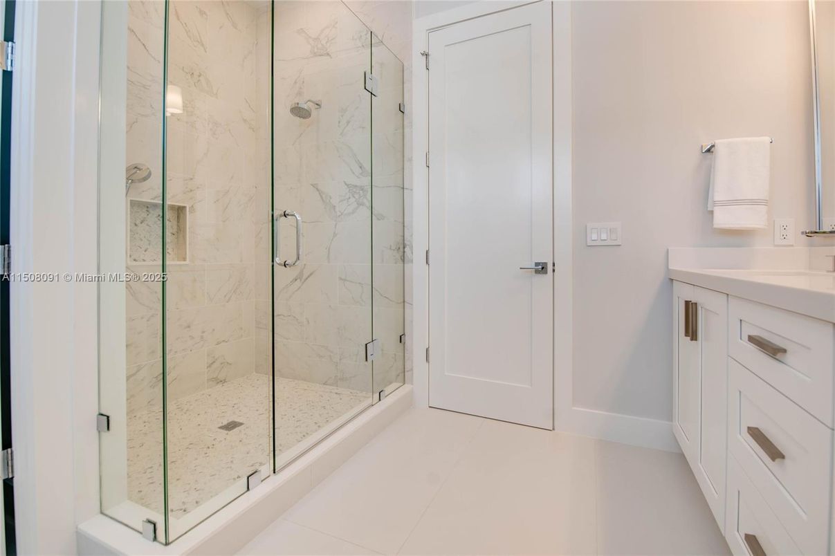 Bathroom, Glass Shower, Interior, Marble Walls