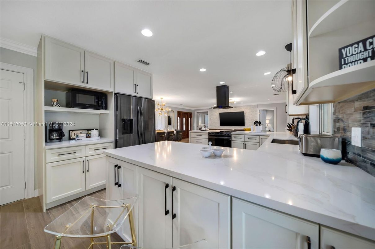 Interior, Kitchen, Recessed Lighting, Wood Texture Flooring
