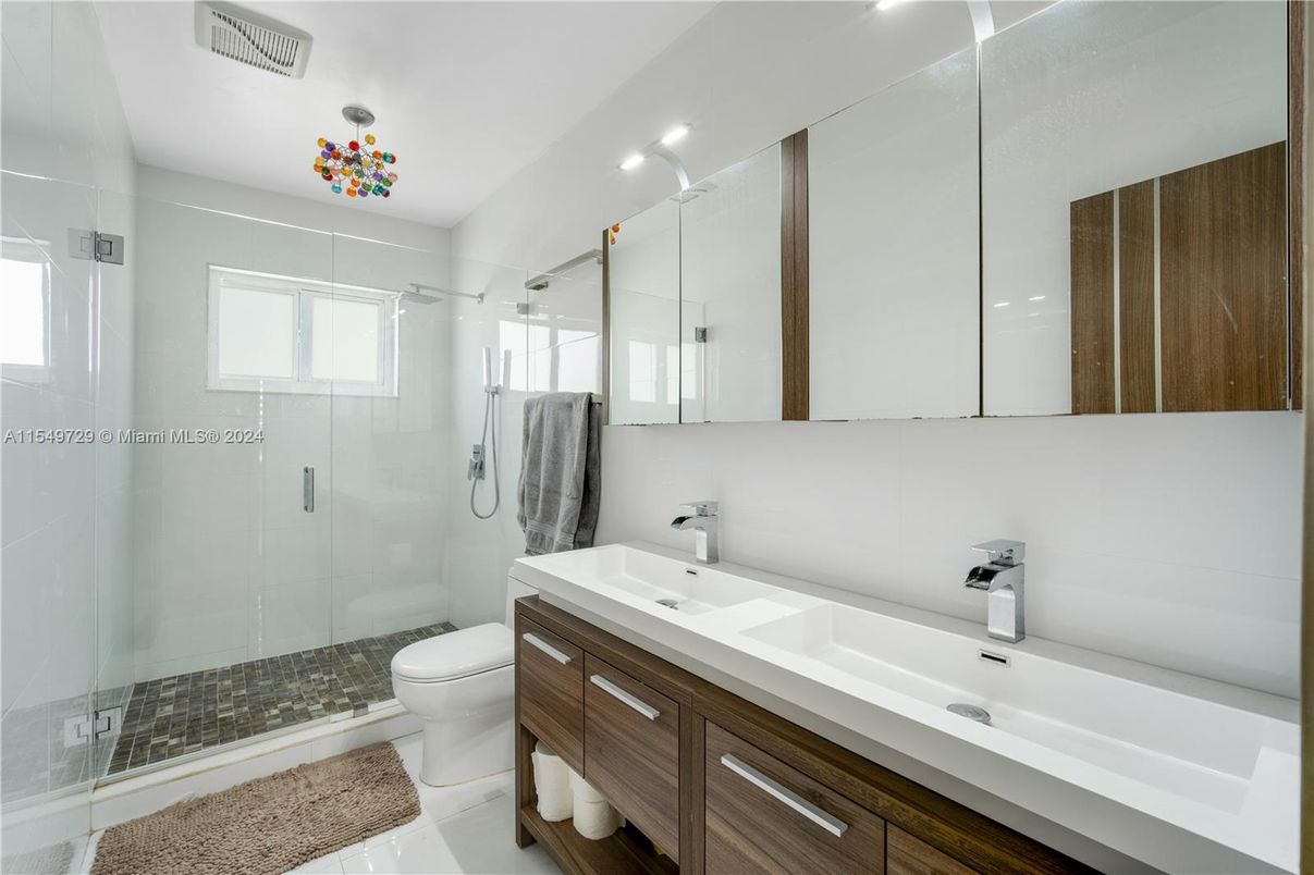 Bathroom, Glass Shower, Interior, Recessed Lighting