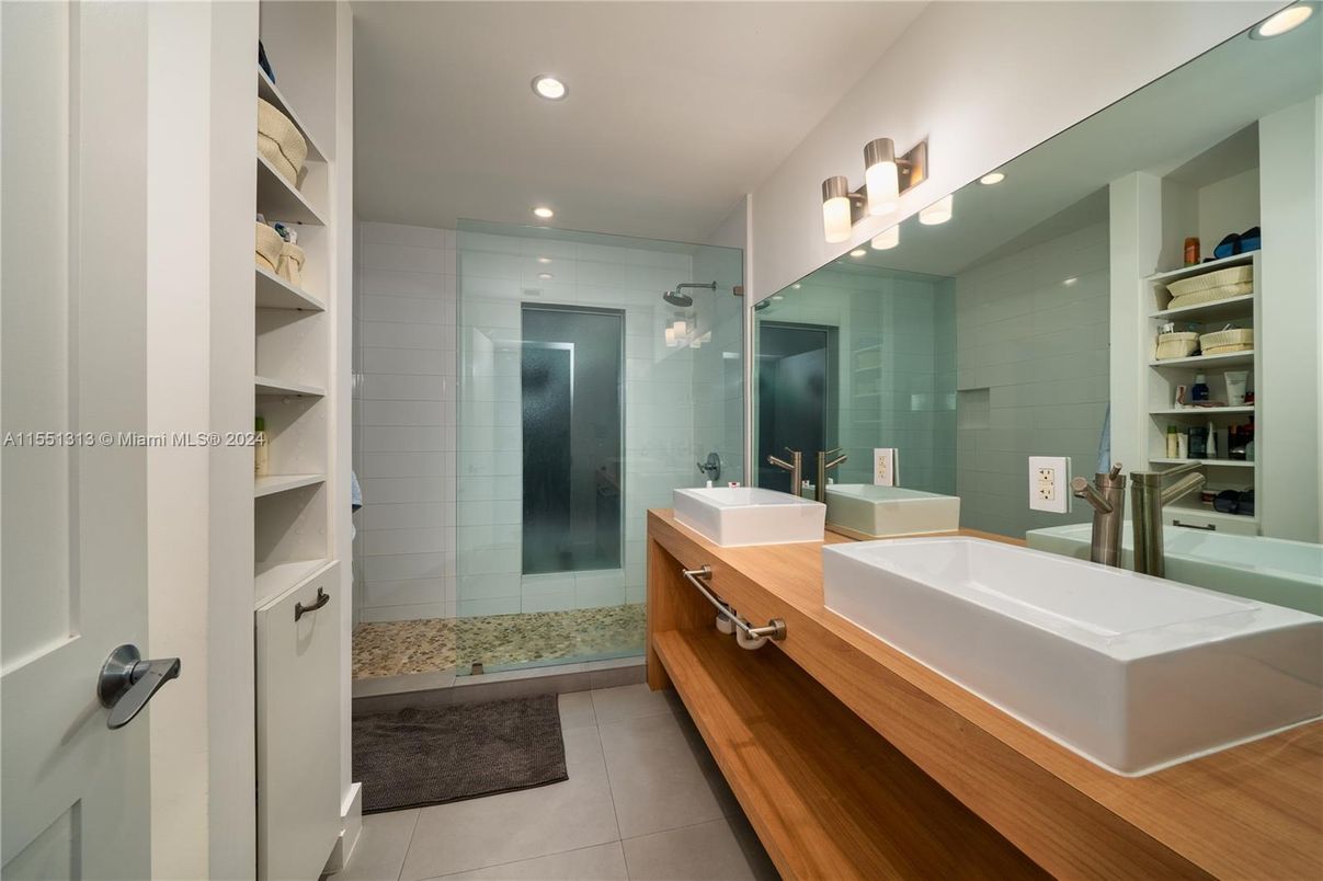 Bathroom, Dual Sink Vanities, Glass Shower, Interior, Recessed Lighting