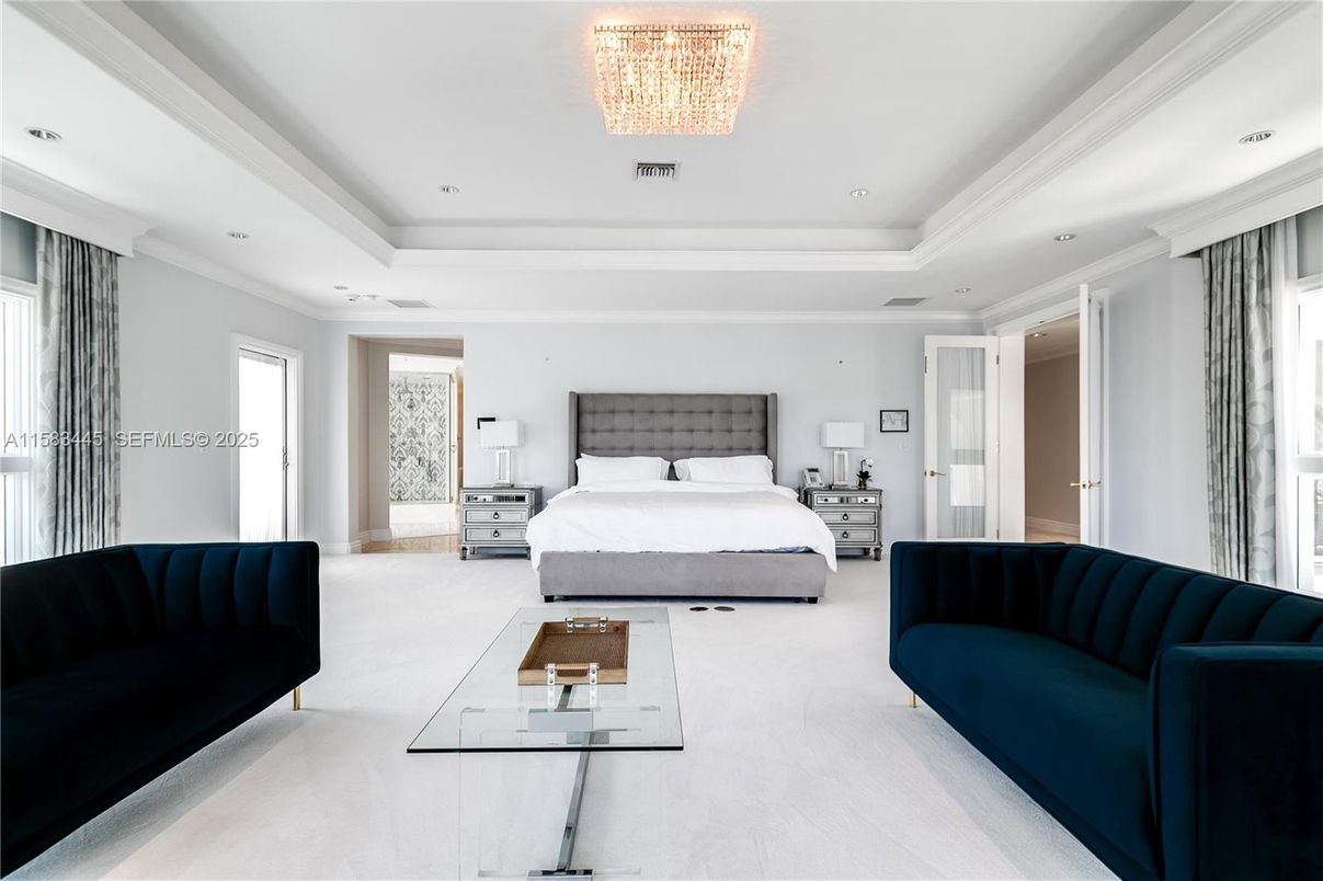 Bedroom, Chandelier, Interior, Recessed Lighting