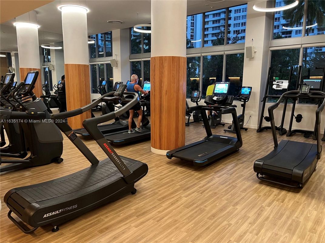 Fitness Equipment, Gym, Interior, Wood Texture Flooring