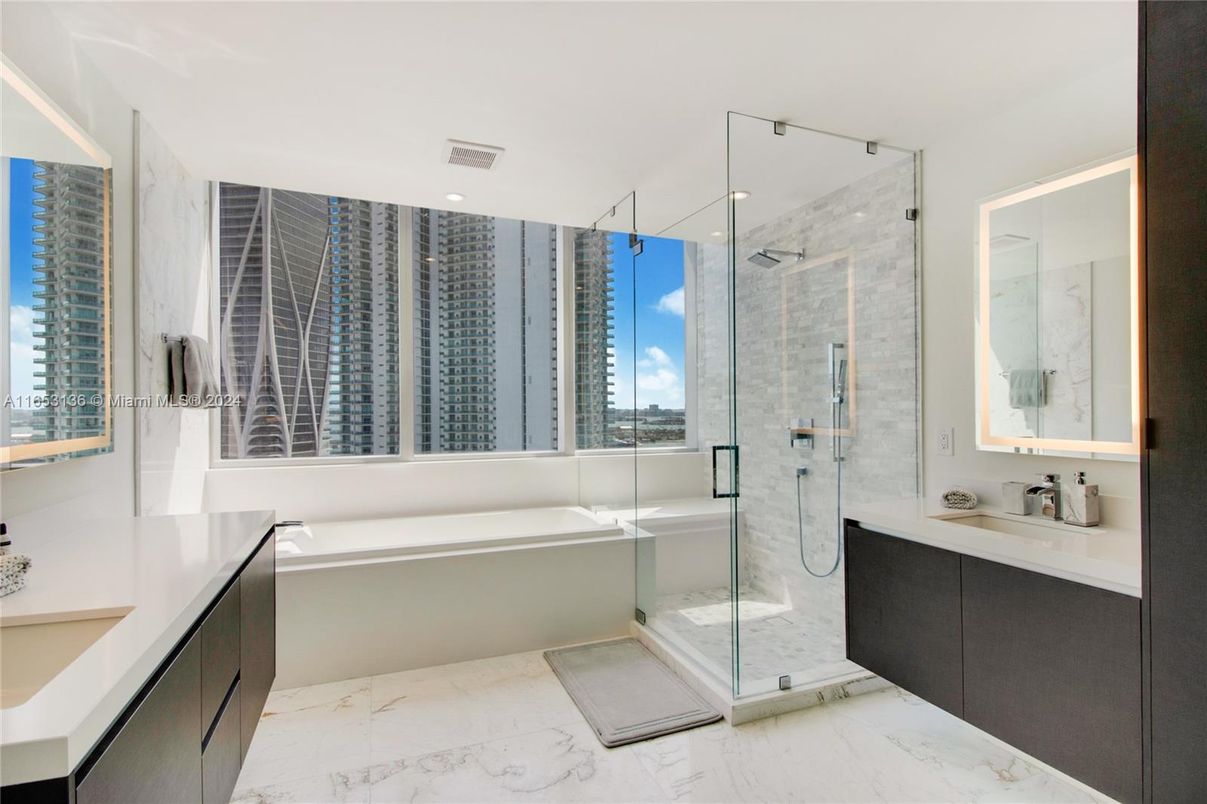 Bathroom, Glass Shower, Interior, Marble, Recessed Lighting