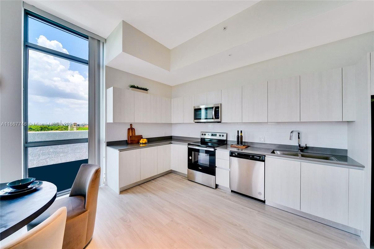 Interior, Kitchen, Stainless Steel Appliances, Wood Texture Flooring