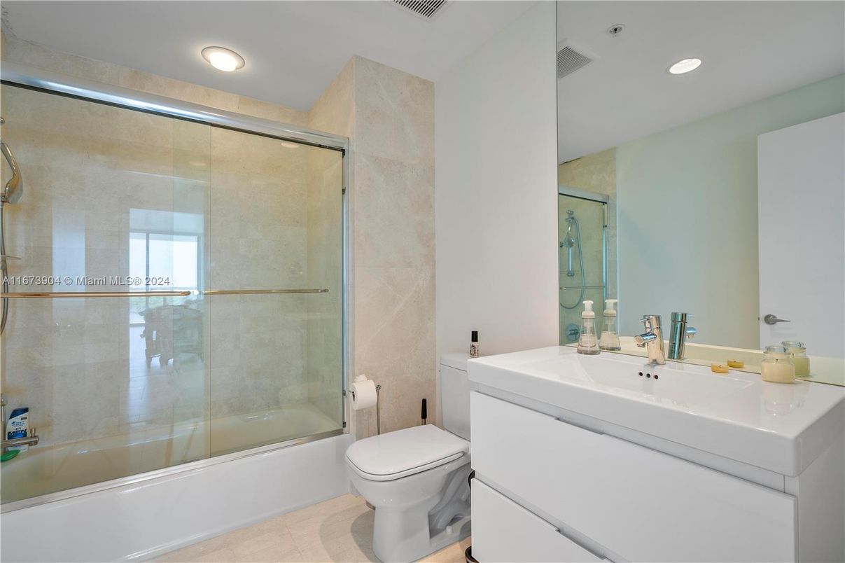 Bathroom, Glass Shower, Interior, Recessed Lighting