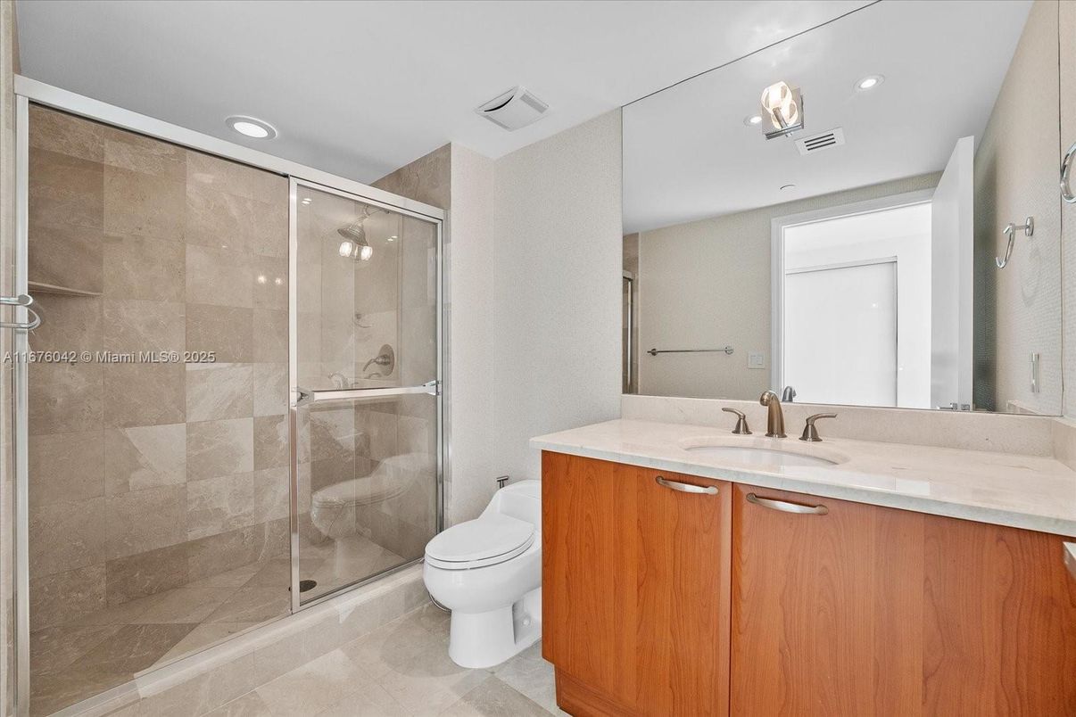 Bathroom, Glass Shower, Interior, Recessed Lighting