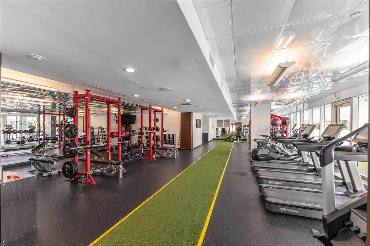Fitness Equipment, Gym, Interior, Recessed Lighting