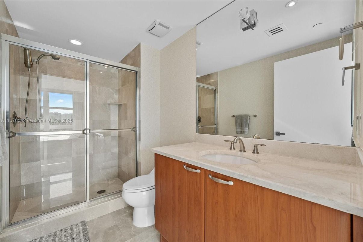 Bathroom, Glass Shower, Interior, Recessed Lighting