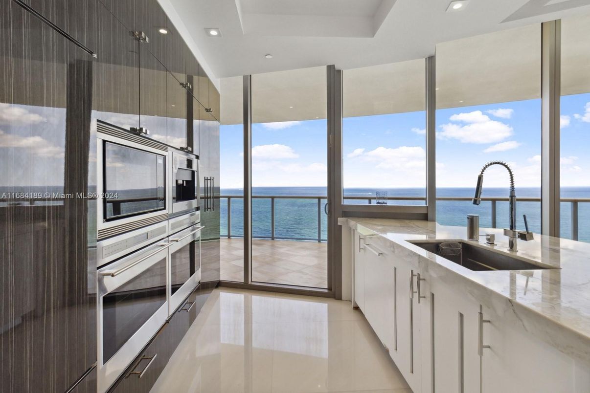 Interior, Kitchen, Recessed Lighting, Stainless Steel Appliances, Water
