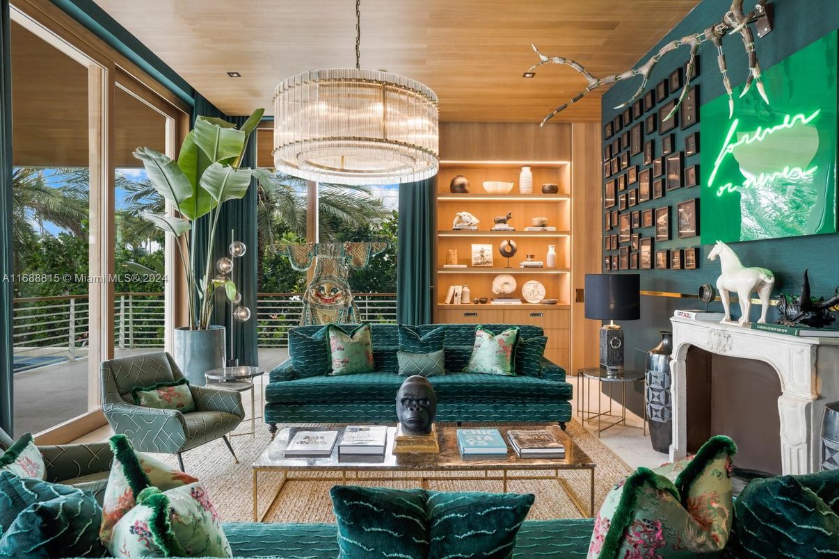 Fireplace, Interior, Living room, Pendant Lights, Wooden Ceilings