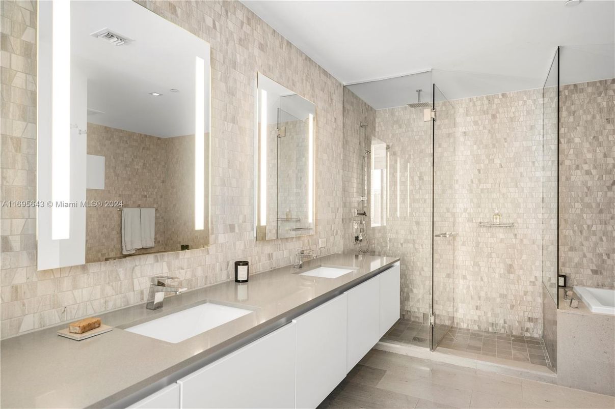 Bathroom, Dual Sink Vanities, Glass Shower, Interior, Recessed Lighting