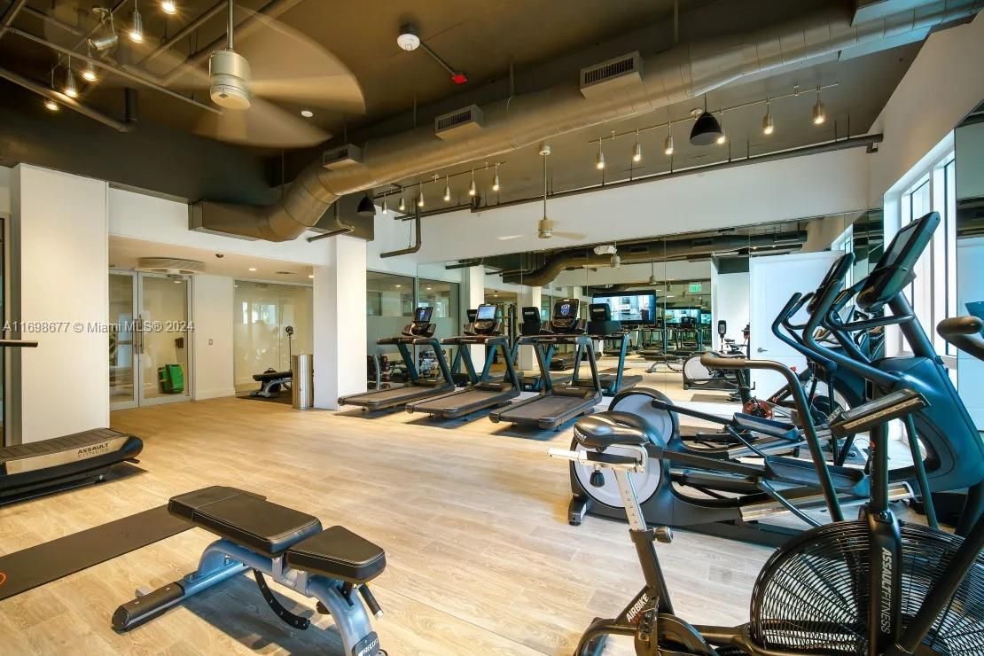 Fitness Equipment, Gym, Interior, Wood Texture Flooring