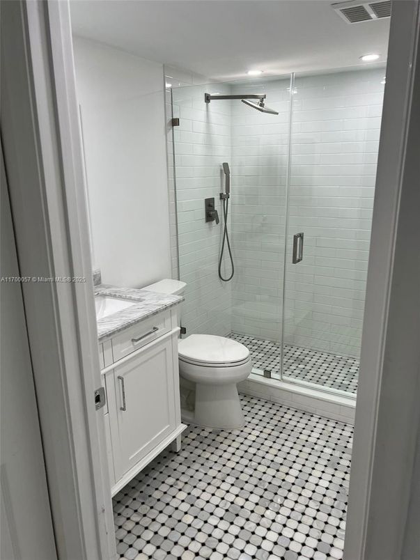 Bathroom, Glass Shower, Interior, Recessed Lighting