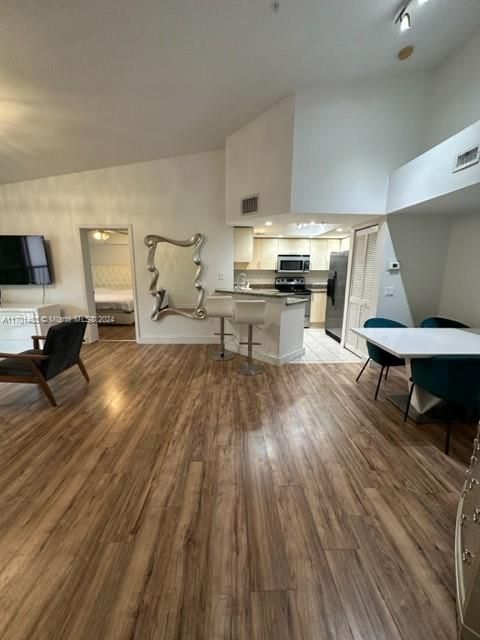 Interior, Kitchen, Stainless Steel Appliances, Wood Texture Flooring