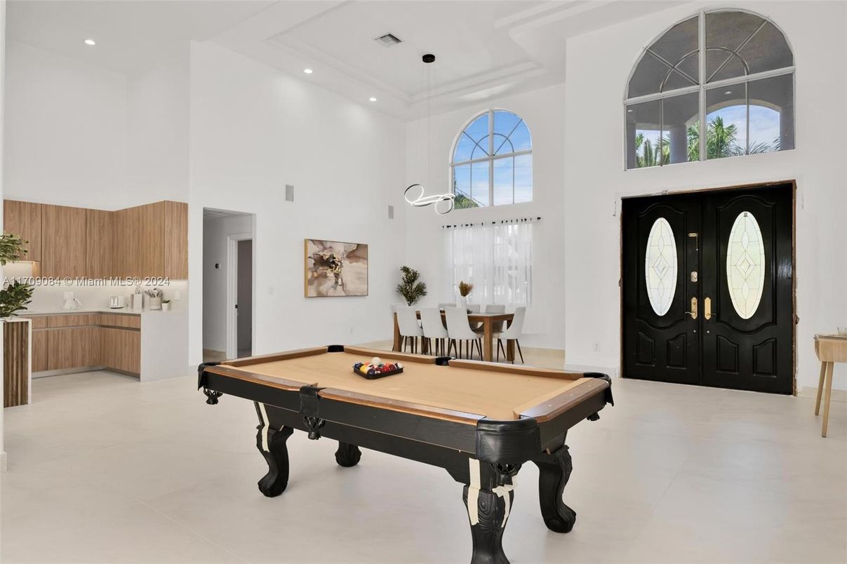 Billiard Table, Game Room, Interior, Pendant Lights, Recessed Lighting