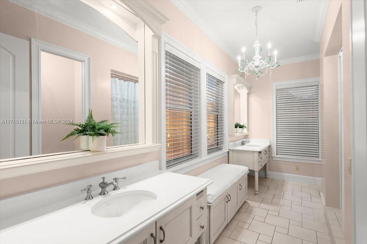 Bathroom, Chandelier, Interior