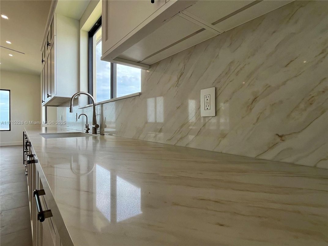 Interior, Kitchen, Marble Walls, Recessed Lighting