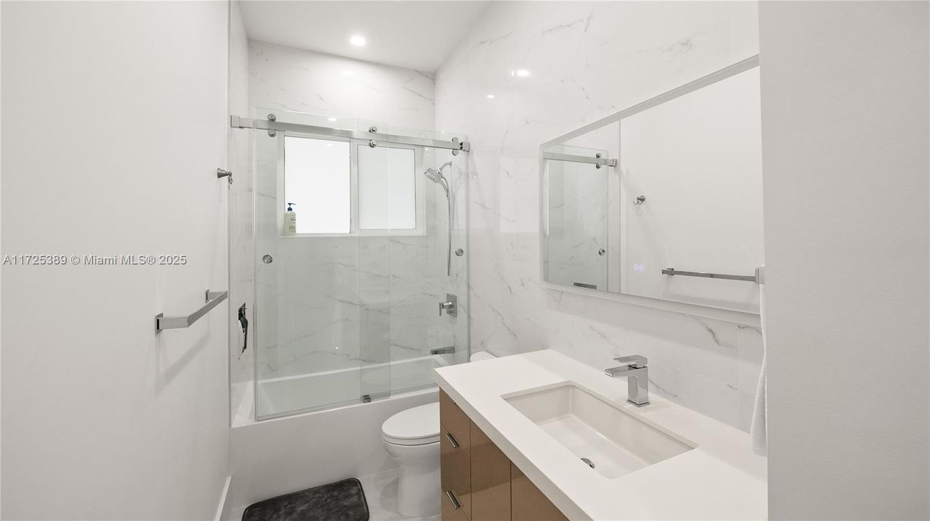 Bathroom, Glass Shower, Interior, Marble Walls, Recessed Lighting