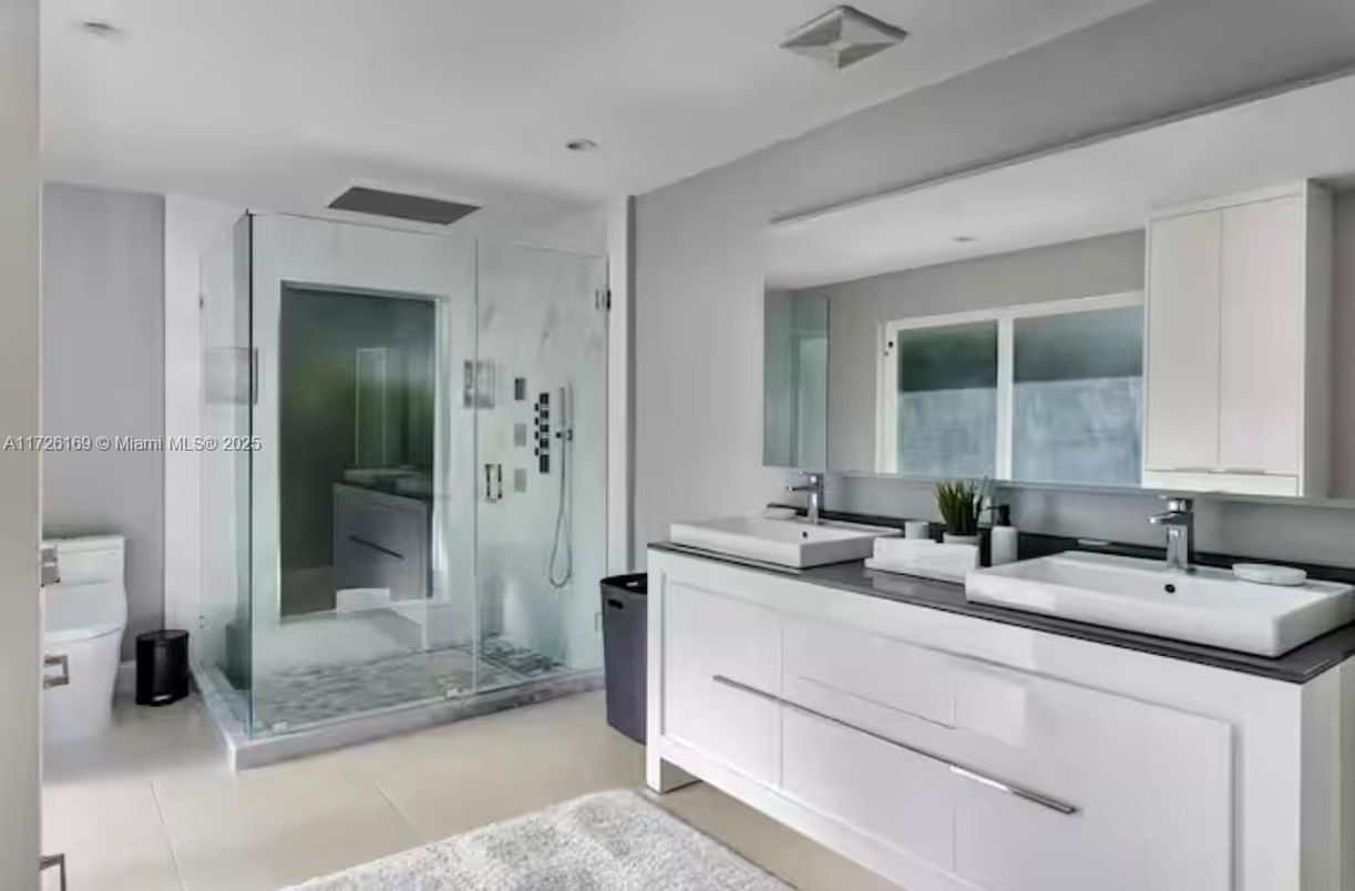 Bathroom, Dual Sink Vanities, Glass Shower, Interior, Recessed Lighting