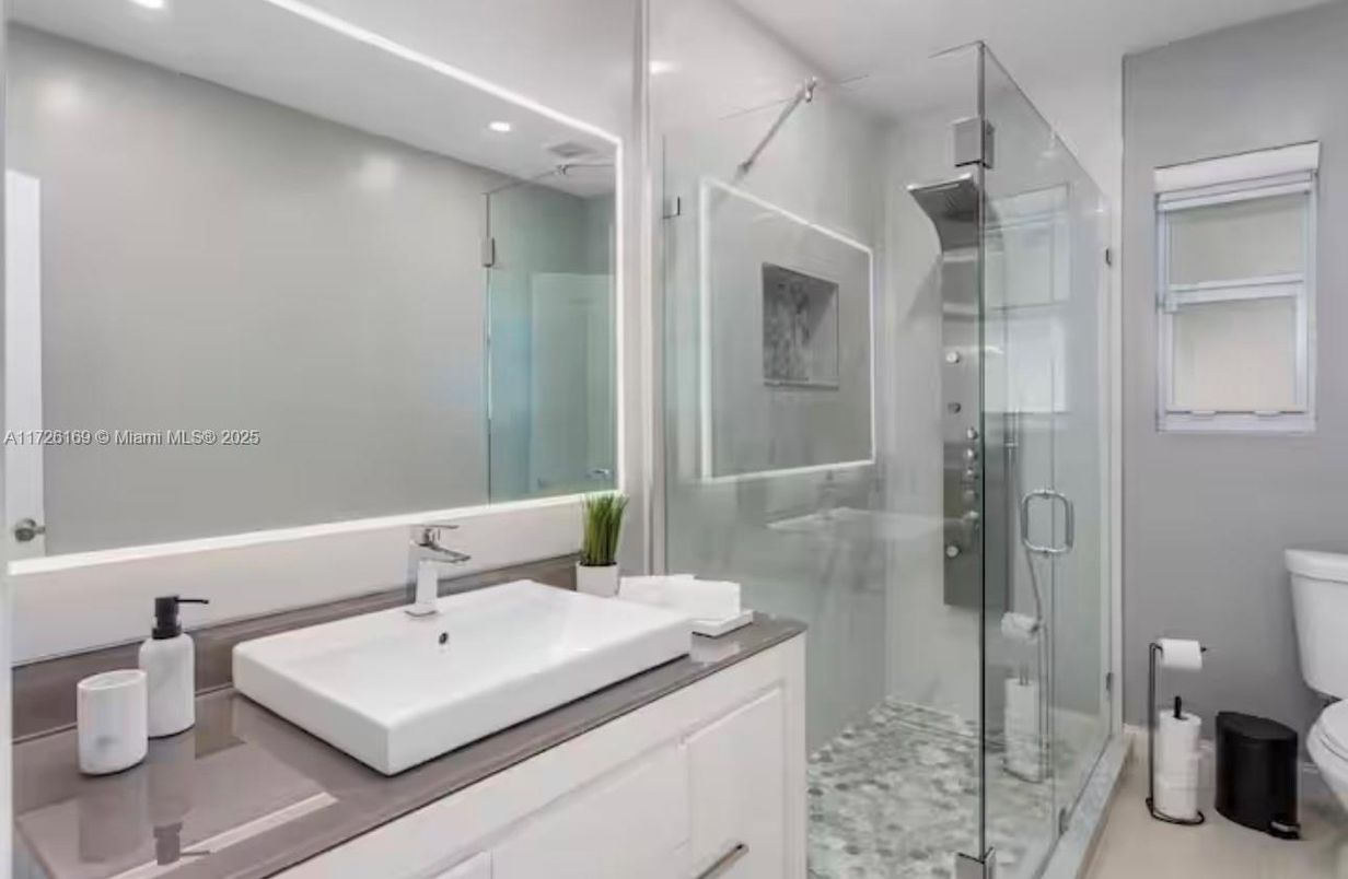 Bathroom, Glass Shower, Interior, Recessed Lighting
