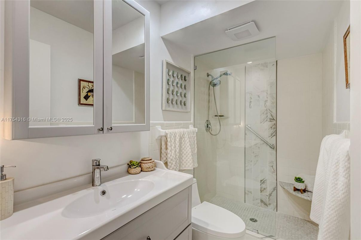 Bathroom, Glass Shower, Interior, Marble Walls